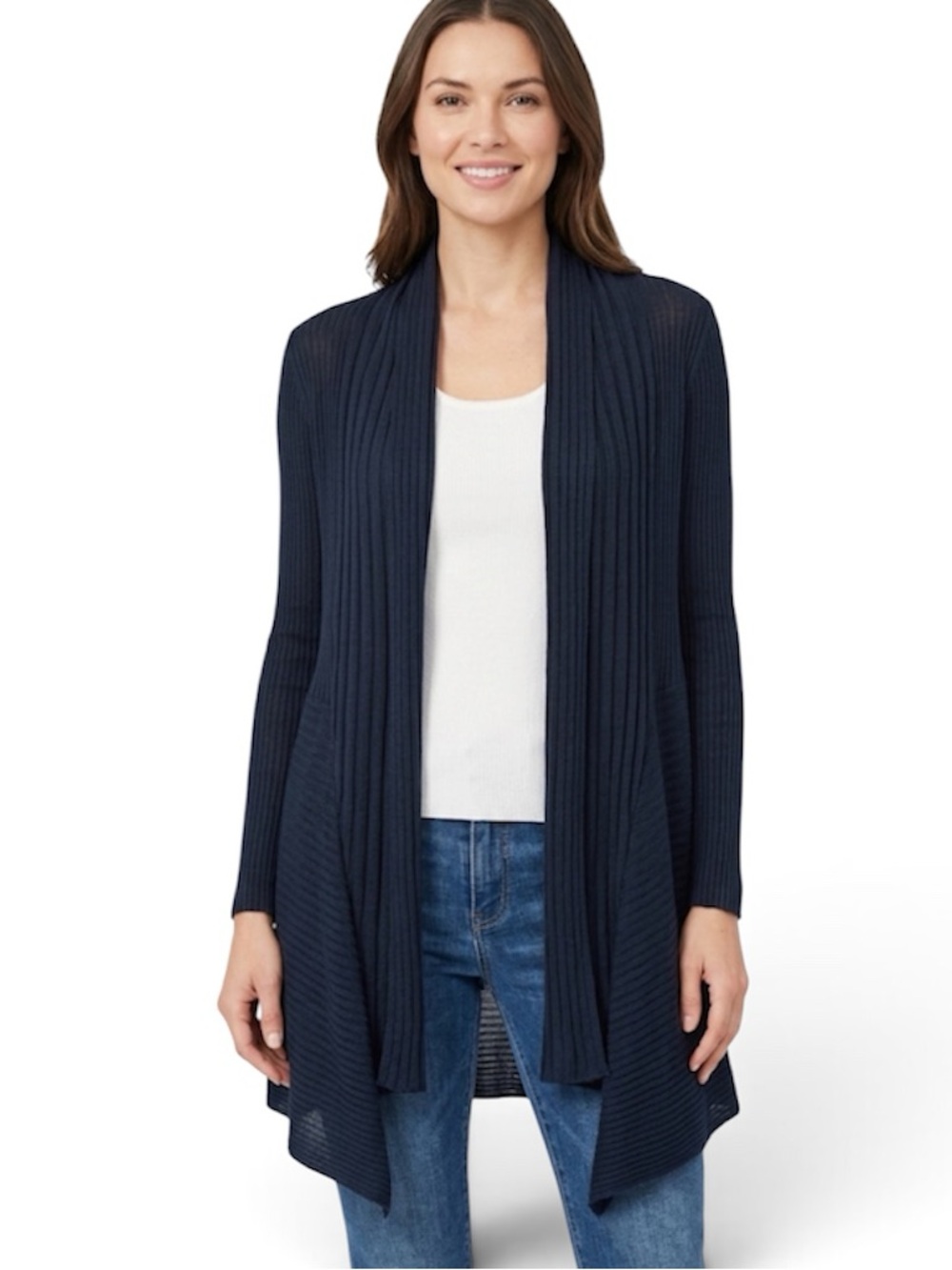 ORANGE Black Open Front Ribbed Cardigan